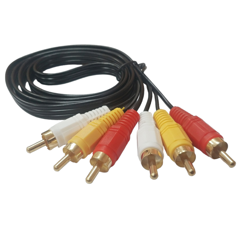 Аудіо кабель з 3 шт. RCA на 3 шт. RCA / 1.2 м. / Чорний