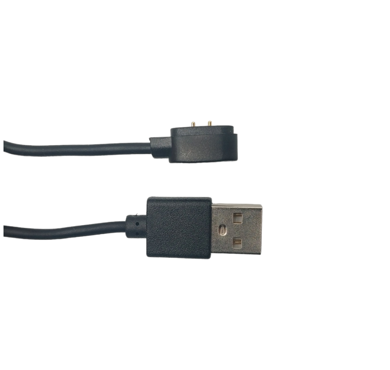 Магнітний USB кабель для смарт-годинників на 2 конектора / 4 мм. / магніти 9 мм. / 60 см. / Чорний