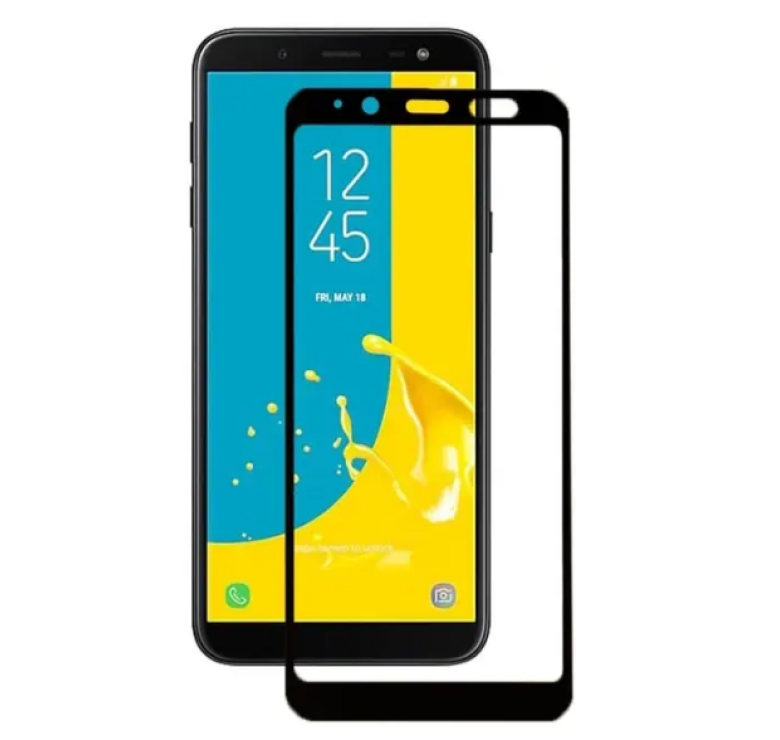 Загартоване захисне скло на смартфон Samsung Galaxy J6 2018 / Чорна рамка