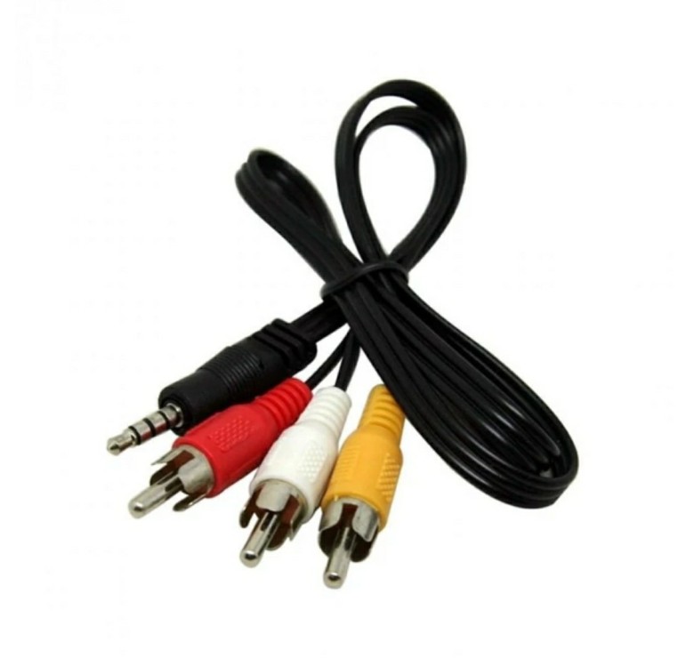 Аудіо кабель з Mini jack 3.5 мм. на 3 шт. RCA / 50 cм. Чорний