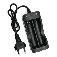 Зарядка від 220V для 2 шт. акумуляторів 18650 / Чорна