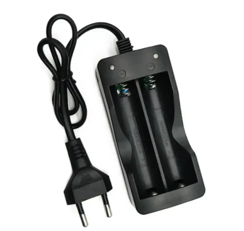 Зарядка від 220V для 2 шт. акумуляторів 18650 / Чорна