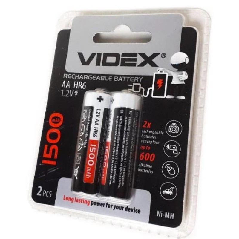 Акумулятор для Відеокамери Videx Ni-MH AA 1500 mAh, чорного кольору