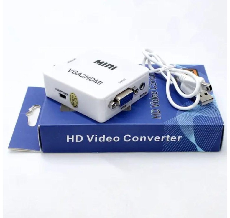 Конвертор для передачі відео і аудіо сигналу / Mini VGA2HDMI / Білий