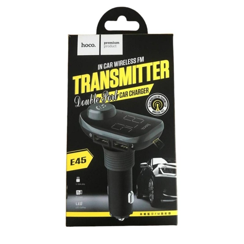 Трансмиттер для авто / FM-передатчик Hoco E45 / Черный