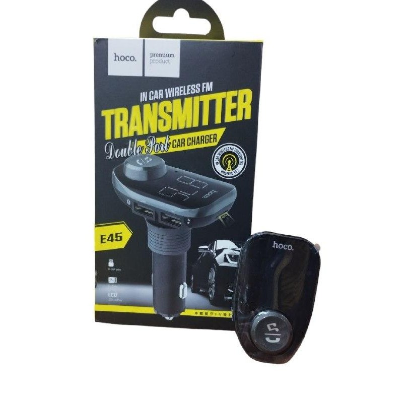 Трансмиттер для авто / FM-передатчик Hoco E45 / Черный
