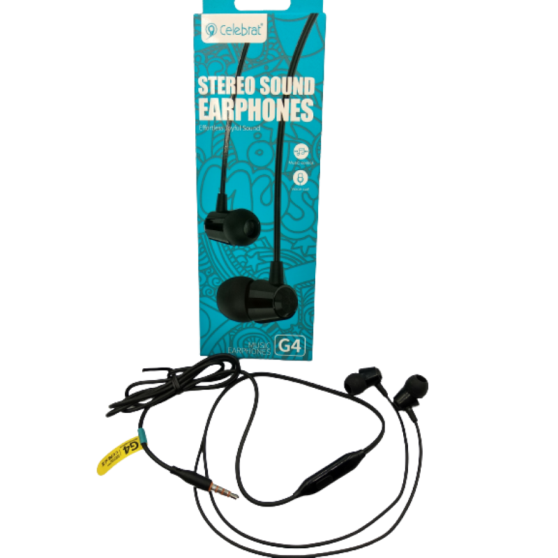 Навушники CELEBRAT G4 провідні вакуумні / Чорні