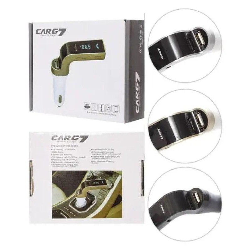 FM-трансміттер для авто CARG-7, FM-модулятор, сумісний зі смартфонами, чорний
