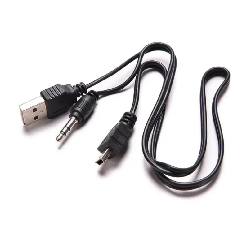 Кабель Mini USB jack 3.5 / для Колонок MP3 Плеєра Аудіо Стерео / 0.5 метра / Чорний