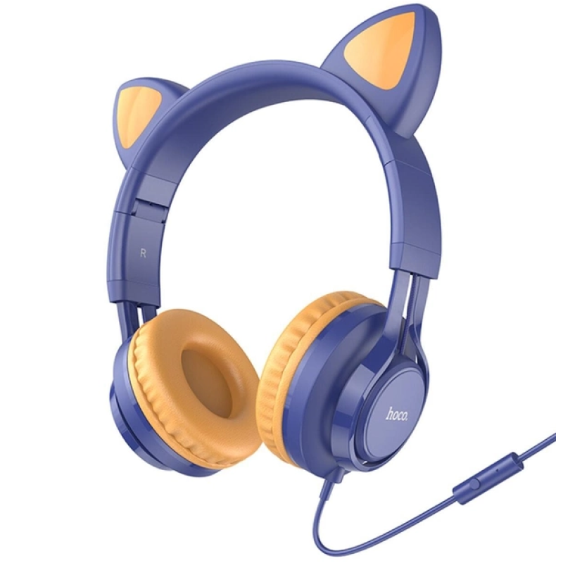 Наушники HOCO W36 Cat ear headphones with mic / Синий