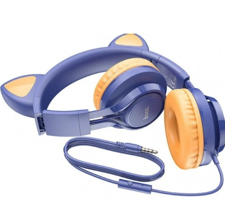Навушники HOCO W36 Cat ear headphones with mic / Синій