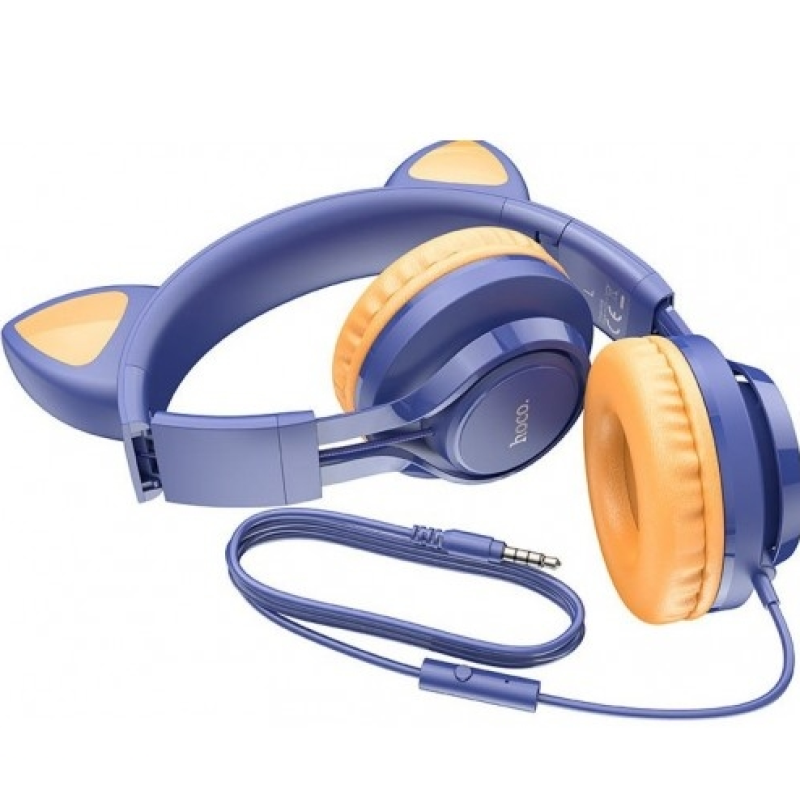 Наушники HOCO W36 Cat ear headphones with mic / Синий