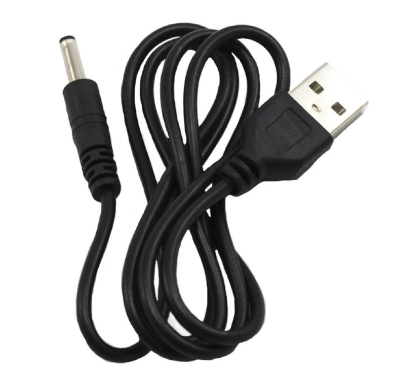 Кабель USB - DC 3.5 mm для ліхтариків, нічників / 1 метр / Чорний