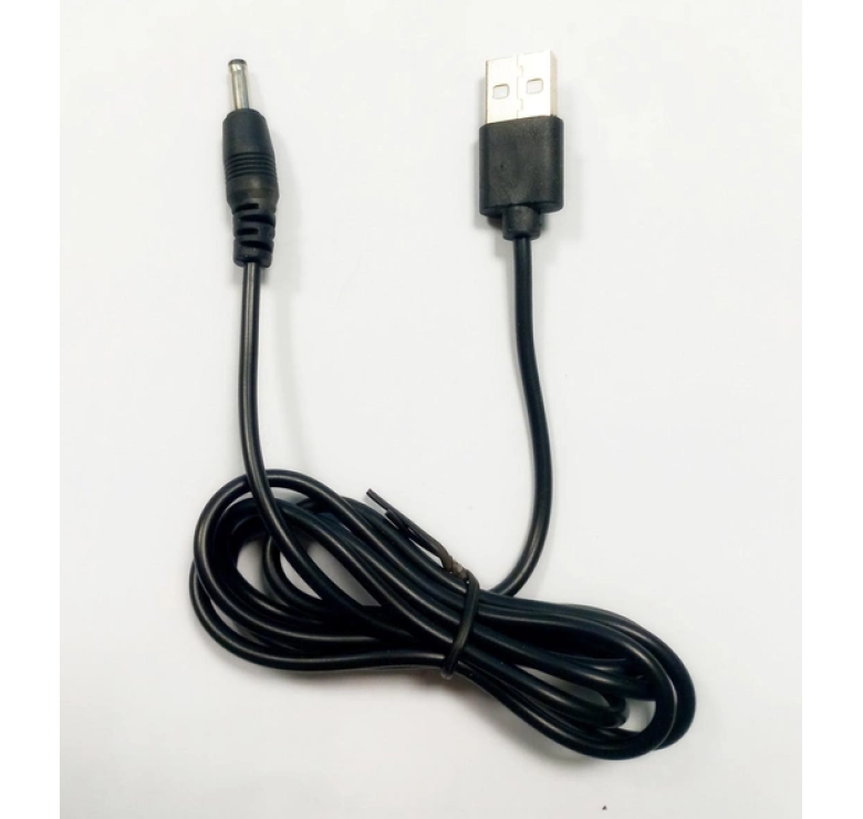 Кабель USB - DC 3.5 mm для ліхтариків, нічників / 1 метр / Чорний