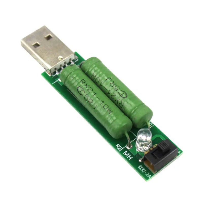 Навантажувач USB з резистором на 1А, 2А, сумісний зі смартфонами, чорного кольору