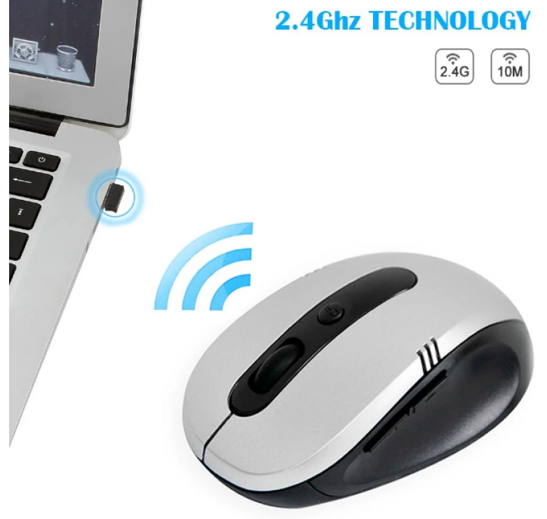 Бездротова мишка Wireless Mouse G-108 / Комп'ютерна мишка бездротова 2.4GHz / Чорний-Сірий