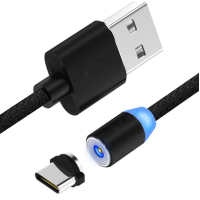 Магнітний кабель Type C X-Cable / Круглий 360 градусів / Чорний