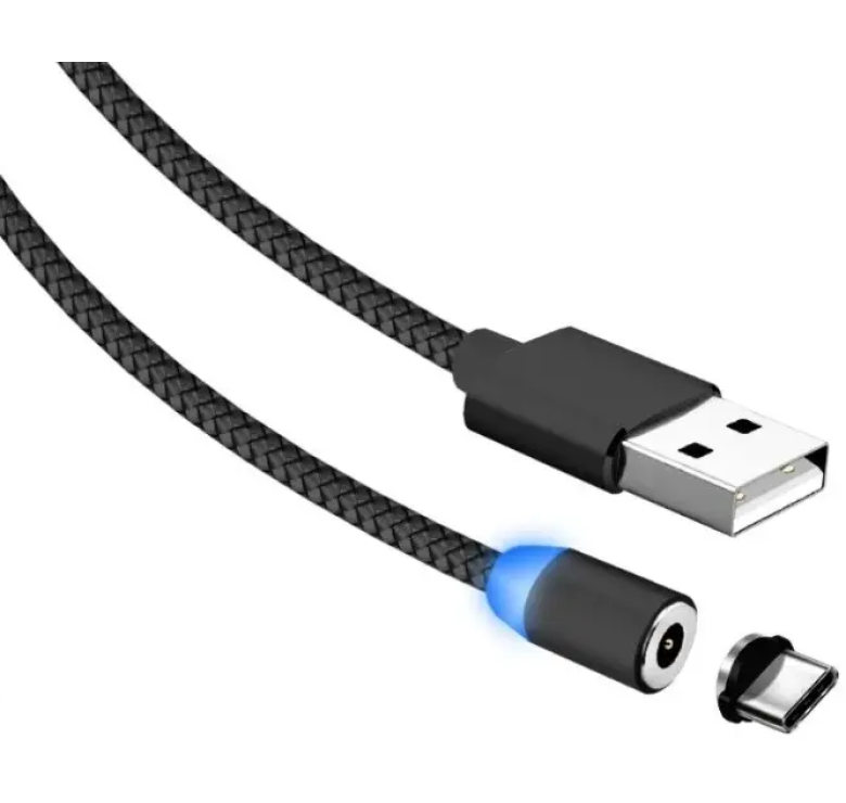 Магнітний кабель Type C X-Cable / Круглий 360 градусів / Чорний