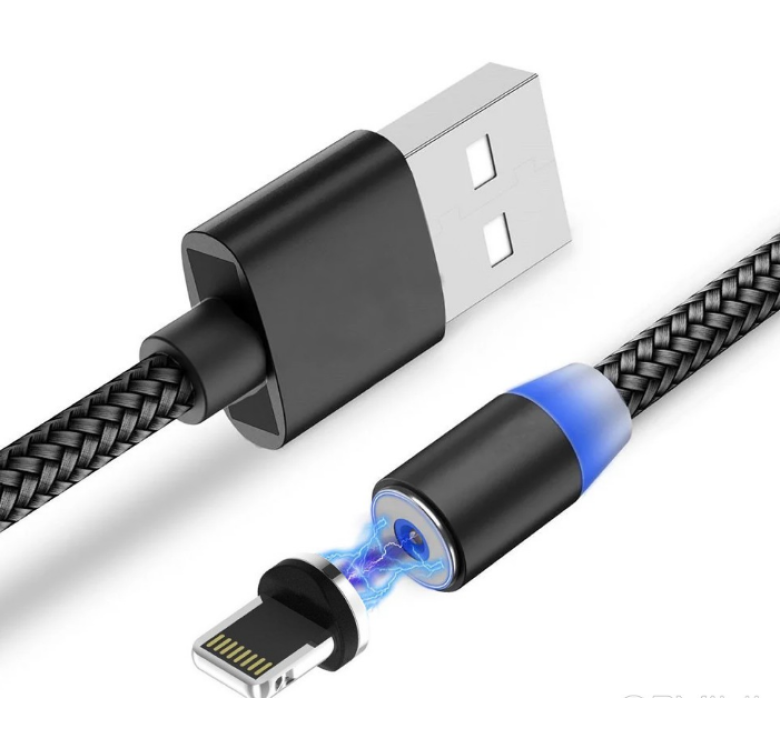 Магнітний кабель Lightning X-Cable / Круглий 360 градусів / Чорний