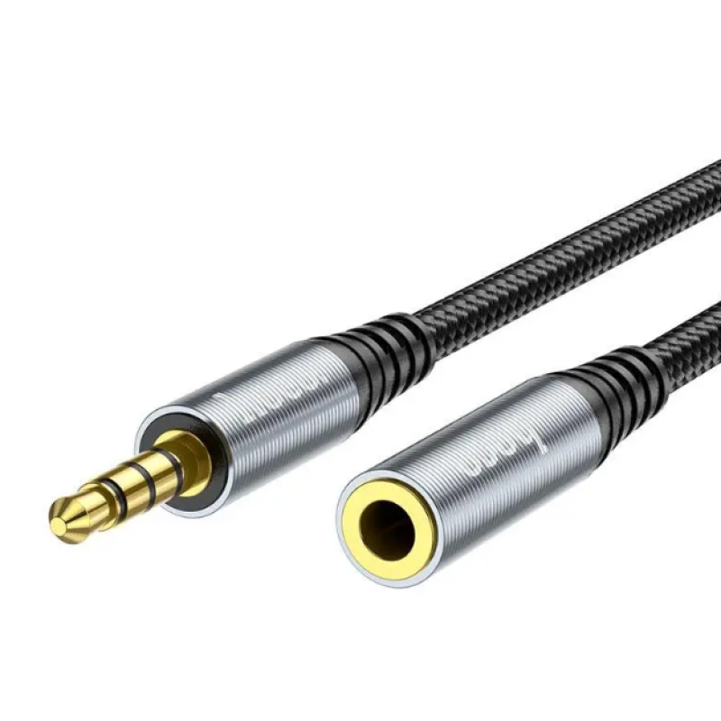 Аудио кабель удлинитель Hoco UPA20 / 3.5мм штекер на 3.5мм гнездо/ 1 метр / Черный