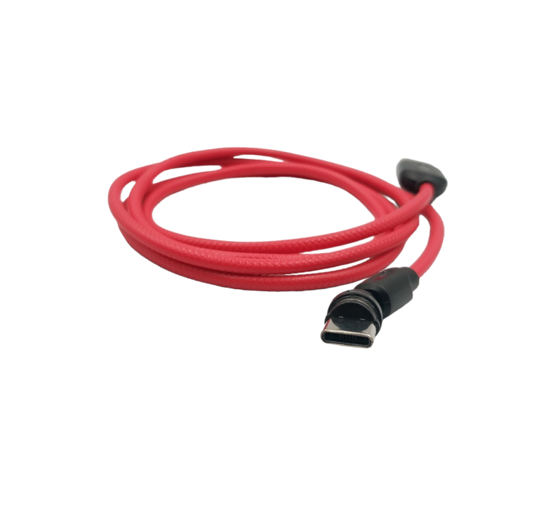 Магнітний кабель USLION 2 в 1 / Type-C - USB / 540 градусів / Круглий / 200 см. / Червоний
