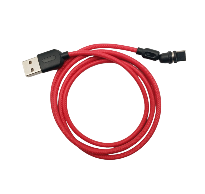 Магнітний кабель USLION 2 в 1 / Type-C - USB / 540 градусів / Круглий / 200 см. / Червоний