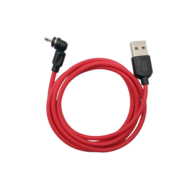 Магнитный кабель USLION 2 в 1 / Lightning (Iphone) - USB / 540 градусов / Круглый / 200 см. / Красный