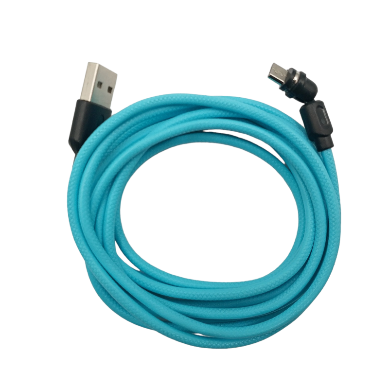 Магнітний кабель USLION 2 в 1 / Micro - USB / 540 градусів / Круглий / 100 см. / Блакитний