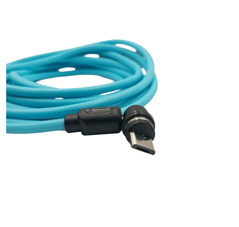 Магнітний кабель USLION 2 в 1 / Micro - USB / 540 градусів / Круглий / 100 см. / Блакитний