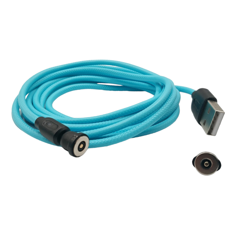 Магнітний кабель USLION 2 в 1 / Micro - USB / 540 градусів / Круглий / 100 см. / Блакитний