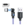 Магнітний кабель USLION 2 в 1 / Type-C - USB / 540 градусів / Круглий / 100 см. / Фіолетовий