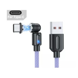 Магнітний кабель USLION 2 в 1 / Type-C - USB / 540 градусів / Круглий / 100 см. / Фіолетовий
