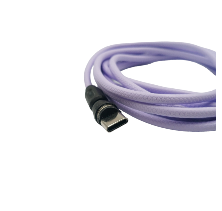 Магнітний кабель USLION 2 в 1 / Type-C - USB / 540 градусів / Круглий / 100 см. / Фіолетовий