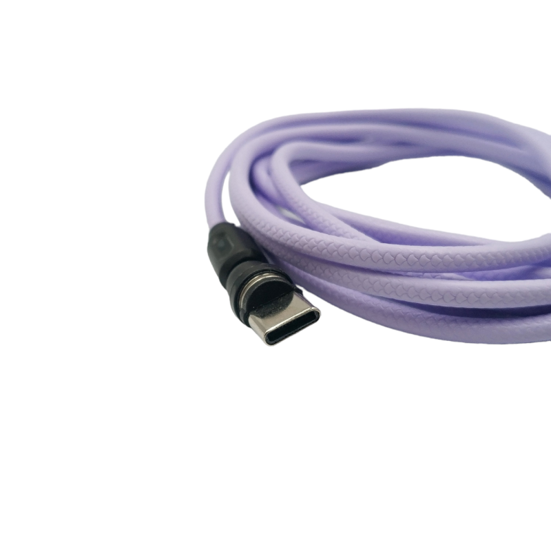 Магнітний кабель USLION 2 в 1 / Type-C - USB / 540 градусів / Круглий / 100 см. / Фіолетовий