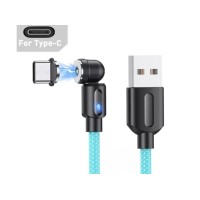Магнітний кабель USLION 2 в 1 / Type-C - USB / 540 градусів / Круглий / 100 см. / Блакитний