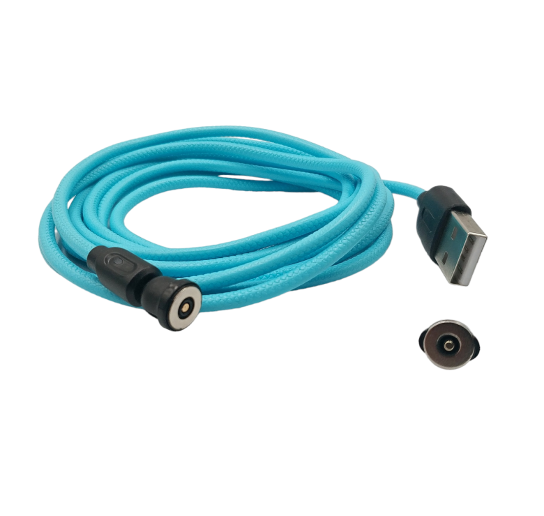 Магнітний кабель USLION 2 в 1 / Type-C - USB / 540 градусів / Круглий / 100 см. / Блакитний