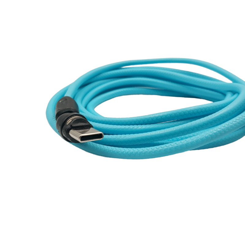 Магнитный кабель USLION 2 в 1 / Type-C - USB / 540 градусов / Круглый / 100 см. / Голубой