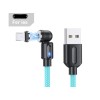 Магнітний кабель USLION 2 в 1 / Lightning (Iphone) - USB / 540 градусів / Круглий / 100 см. / Блакитний