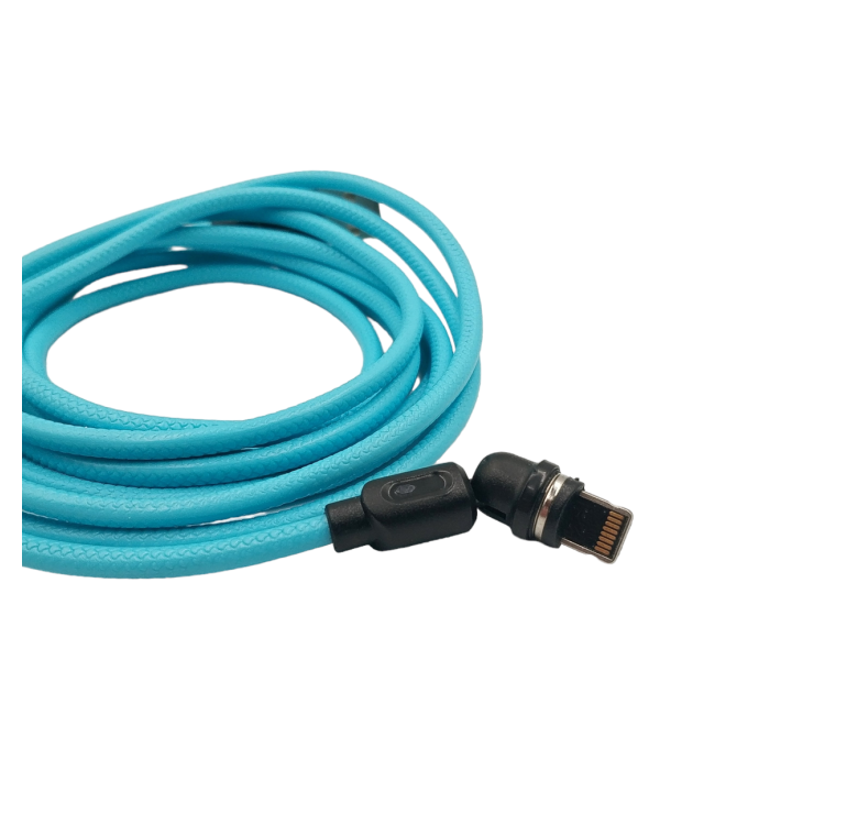Магнітний кабель USLION 2 в 1 / Lightning (Iphone) - USB / 540 градусів / Круглий / 100 см. / Блакитний