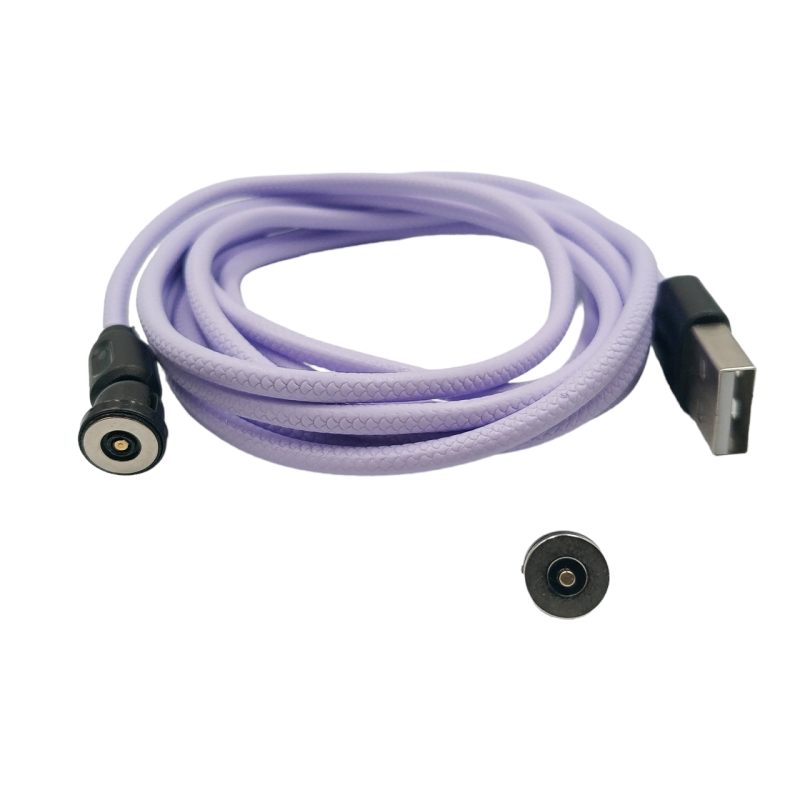 Магнитный кабель USLION 2 в 1 / Micro - USB / 540 градусов / Круглый / 100 см. / Фиолетовый