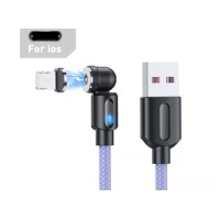 Магнітний кабель USLION 2 в 1 / Lightning (Iphone) - USB / 540 градусів / Круглий / 100 см. / Фіолетовий