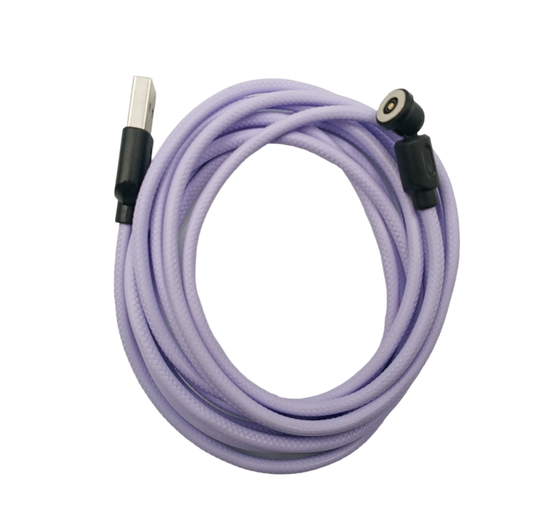 Магнітний кабель USLION 2 в 1 / Lightning (Iphone) - USB / 540 градусів / Круглий / 100 см. / Фіолетовий