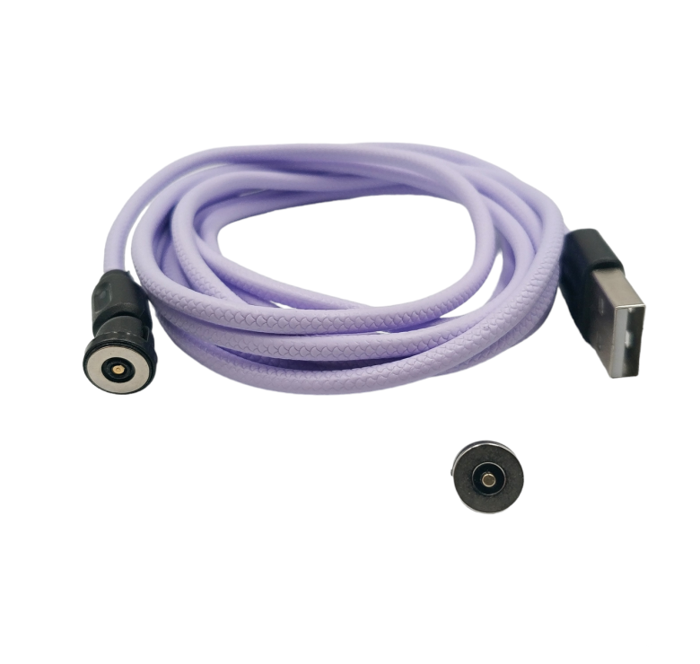Магнітний кабель USLION 2 в 1 / Lightning (Iphone) - USB / 540 градусів / Круглий / 100 см. / Фіолетовий