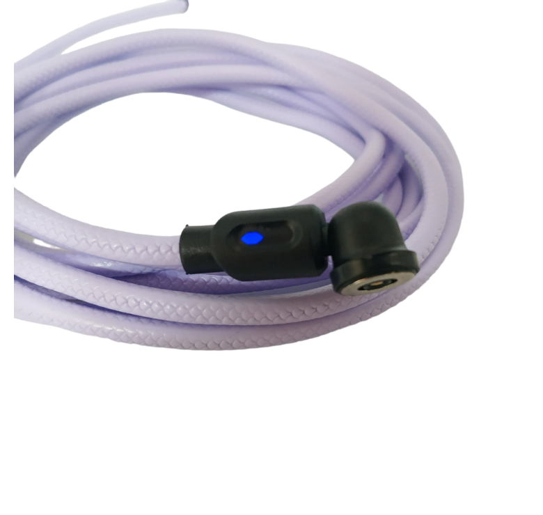 Магнітний кабель USLION 2 в 1 / Lightning (Iphone) - USB / 540 градусів / Круглий / 100 см. / Фіолетовий