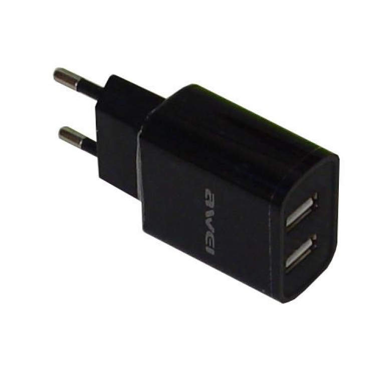 Блок живлення Awei C3 / Адаптер AWEI 2 USB / швидка зарядка (7658) / Чорний