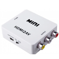 Конвертер HDMI to AV RCA тюльпан переходник / Адаптер 1080p з живленням / Білий