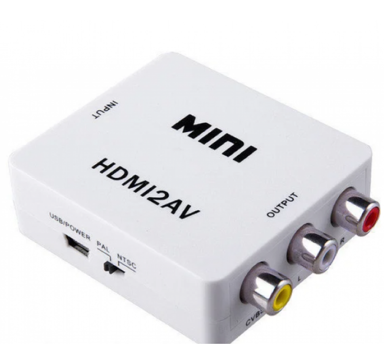 Конвертер HDMI to AV RCA тюльпан переходник / Адаптер 1080p з живленням / Білий