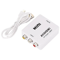 Конвертер AV RCA(тюльпан) в HDMI переходник / Адаптер 1080p з живленням / Білий