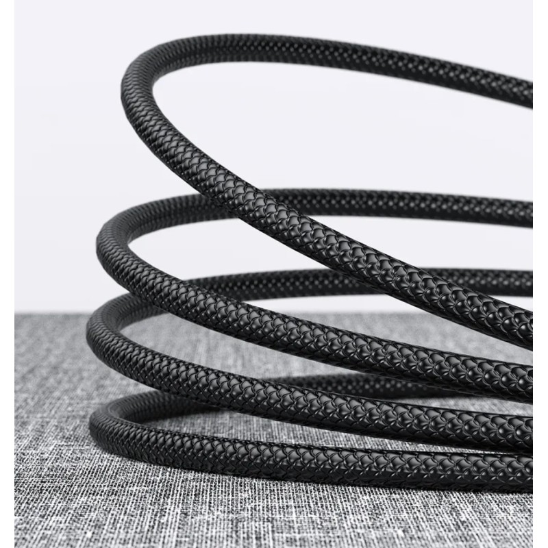 Магнітний кабель USLION 2 в 1 (Швидка зарядка 5A) Micro - USB / 540 градусів / Круглий / 100 см / Чорний