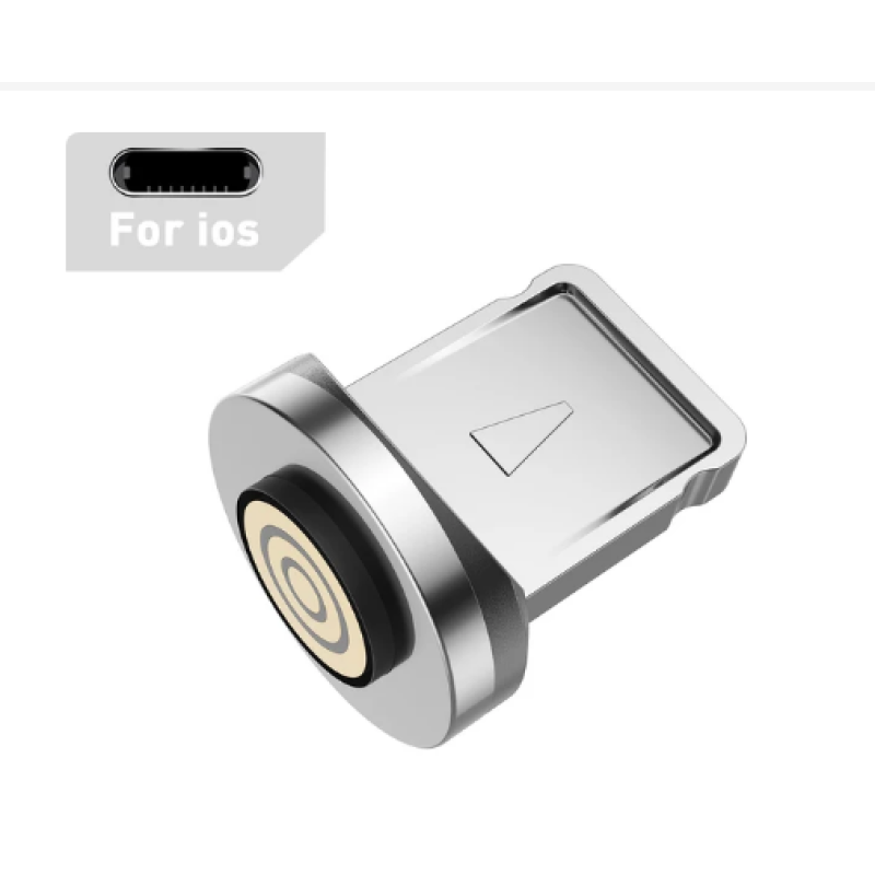 Магнитный кабель USLION 2 в 1/ (Быстрая зарядка) Lightning (Iphone)/ 540 градусов / Круглый / 100 см. / Черный